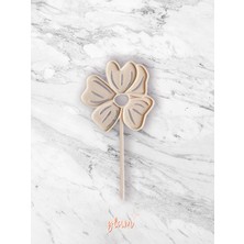 Glam Dekorasyon Krem Renk Çiçek 6'lı Doğum Günü Cupcake Kek ve Tatlı Süsleri Pasta Kürdanı