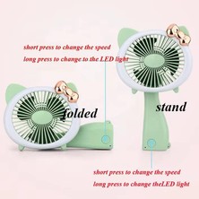 Şarjlı El Fanı Vantilatör 3 Kademeli Kırmalı Işıklı Mini Fan 17*11 cm