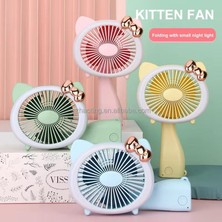 Şarjlı El Fanı Vantilatör 3 Kademeli Kırmalı Işıklı Mini Fan 17*11 cm