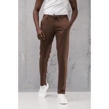 Beli Lastikli ve Iplikli Rayon Kumaş Regular Fit Likralı Jogger Pantolon