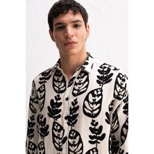 Giesto Yaprak Desenli Bej Gömlek