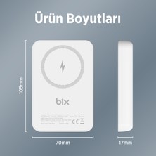 Bix PB112 15W Manyetik Kablosuz Şarj ve 20W Usb-C Hızlı Şarj Destekli 10.000MAH Magsafe ve Qi Uyumlu Mini Powerbank