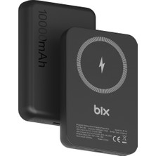 Bix PB112 15W Manyetik Kablosuz Şarj ve 20W Usb-C Hızlı Şarj Destekli 10.000MAH Magsafe ve Qi Uyumlu Mini Powerbank