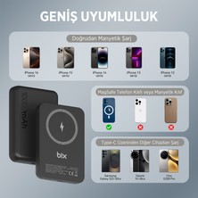 Bix PB112 15W Manyetik Kablosuz Şarj ve 20W Usb-C Hızlı Şarj Destekli 10.000MAH Magsafe ve Qi Uyumlu Mini Powerbank