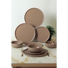 Keramika Nordic Mat Toprak Taupe Yemek Takımı 18 Parça 6 Kişilik 977