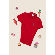 U.S. Polo Assn. Kız Çocuk Kırmızı Polo Yaka Basic Tişört 50298183-VR030