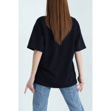Caliente Bisiklet Yaka 1997 Baskılı Oversize Kalın Dokulu Pamuklu T-Shirt