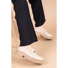 Getcho Peris Kadın Tokalı Bej Loafer Ayakkabı PC-52431