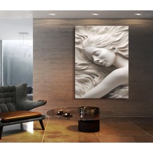 Mermer Görünümlü Kadın Yüzü Kanvas Tablo 50 x 70 -70 x 100 Ölçü Seçenekleri