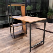 Kapella Lüks Çalışma Ofis Bilgisayar Masası Kitaplıklı  3 Raflı Ceviz 120  cm  * 52  cm  * 119  cm
