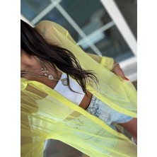 Sarı Oversize Tül Gömlek Pareo