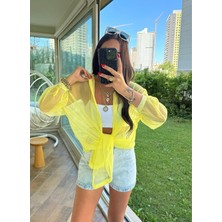 Sarı Oversize Tül Gömlek Pareo