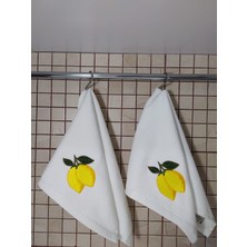 Butik Limon Nakış Işlemeli 2li Mutfak Havlusu Seti