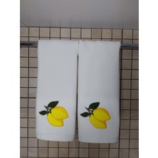 Butik Limon Nakış Işlemeli 2li Mutfak Havlusu Seti