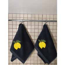 Butik Limon Nakış Işlemeli 2li Mutfak Havlusu Seti