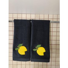 Butik Limon Nakış Işlemeli 2li Mutfak Havlusu Seti