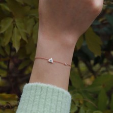 Necati Gün Üçgen Figürlü Zirkon Taşlı Mine İşli Rose Gold Kaplama Gümüş Bileklik