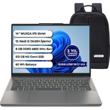 Lenovo Ideapad Slim 3 14IRH10 Intel I5 13420H 8 GB 512 GB SSD Wuxga Freedos 14 Inç 83K00028TR Snertech Çanta