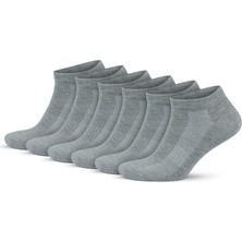 Gowith 6'lı Premium Penye Pamuklu Gri Desensiz Spor Erkek Kadın Patik Sneaker Çorap 3009