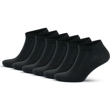 Gowith 6'lı Premium Penye Pamuklu Siyah Desensiz Spor Erkek Kadın Patik Sneaker Çorap 3009