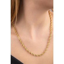 Fiyonk Kuyumculuk 14 Ayar Altın Işıltılı Burgu Zincir Kolye 4.40 mm