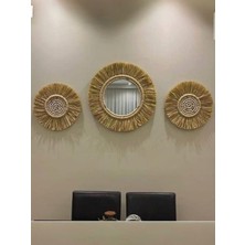 Selda Akyol Arslan El Yapımı Dekoratif Hasır Ayna Etnik Tarz Bohem Ayna