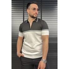 Erkek Polo Yaka Yarım Fermuarlı Triko Tişört P-00015464