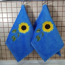 Butik Ayçiçeği Nakış Işlemeli 3lü Mutfak Havlusu Seti