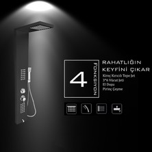 Flow Yapı Victoria Antrasit Gri Masajlı Duş Paneli - Dikey Jakuzi - Robot Duş - El Duşu - Lüx Duş