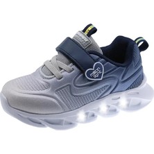 Beppi Işıklı Kız Bebek Sneakers Gri-Mavi