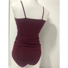 Trend Dress Kadın Pamuklu Likralı Ip Askı Atlet Yüksek Bel Külot Takım(3lü Pkt)