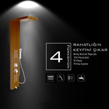 Flow Yapı Victoria Teak Ağacı Desenli Masajlı Duş Paneli - Dikey Jakuzi - Duş Seti - El Duşu - Duş Sistemleri