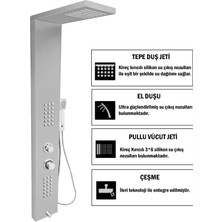Flow Yapı Victoria Silver Gri Masajlı Duş Paneli - Dikey Jakuzi - Robot Duş - El Duşu - Lüx Duş
