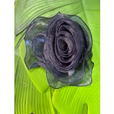 Gönülden Tasarım Saten Tül Çiçek Kabartma Nakış Giyim Abiye Aksesuarı 22 cm