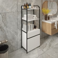 Yg Decor Çekmeceli Banyo Düzenleyici Mutfak Rafı Banyo Dolabı Çok Amaçlı Dolap 4 Katlı 2kapaklı Dolap Düzenleyici