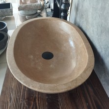 Koyu Traverten Oval Lavabo