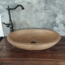 Koyu Traverten Oval Lavabo