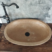 Koyu Traverten Oval Lavabo