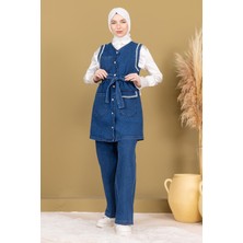 Moda Mihram İnci Detaylı İkili Kot Takım Açık Mavi 19245