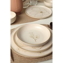 Keramika Taupe Bloom Nordıc Yemek Takımı 24 Parça 6 Kişilik 22519-20-28-29