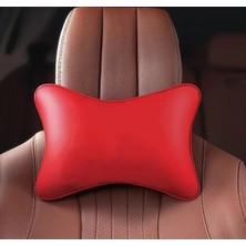 Kırmızı Soft Deri 2 Adet Oto Seyahat Boyun Yastığı