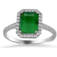 Silveranka 925 Ayar Gümüş Zümrüt Baget Taşlı Yüzük