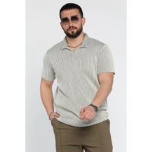 Erkek Polo Yaka Çizgi Desenli Likralı Tişört P-00015044