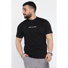 Erkek Bisiklet Yaka Silikon Kabartma Baskılı Tişört P-00015046