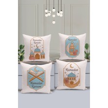 Filamente 4'lü Kırlent Kılıf Seti Ramazan - Ramadan Desenli Çift Taraflı Dijital Baskılı