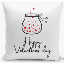 Filamente Çift Taraflı Sevgililer Günü Valentine's Day Desenli Dijital Baskı Kırlent Kılıfı