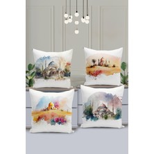 Filamente 4'lü Kırlent Kılıf Seti Ramazan - Ramadan Desenli Çift Taraflı Dijital Baskılı