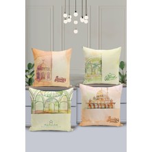 Filamente 4'lü Kırlent Kılıf Seti Ramazan - Ramadan Desenli Çift Taraflı Dijital Baskılı