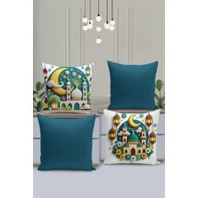 Filamente 4'lü Kırlent Kılıf Seti Ramazan - Ramadan Desenli Çift Taraflı Dijital Baskılı