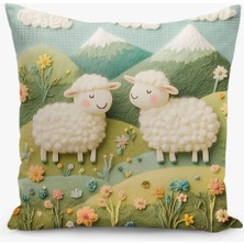 Filamente Çift Taraflı Çocuk Keçe Desenli Dijital Baskı Kırlent Kılıfı